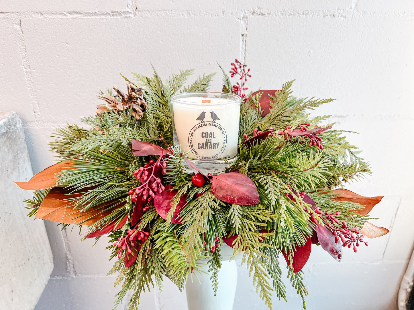 Coal & Canary candle centerpiece