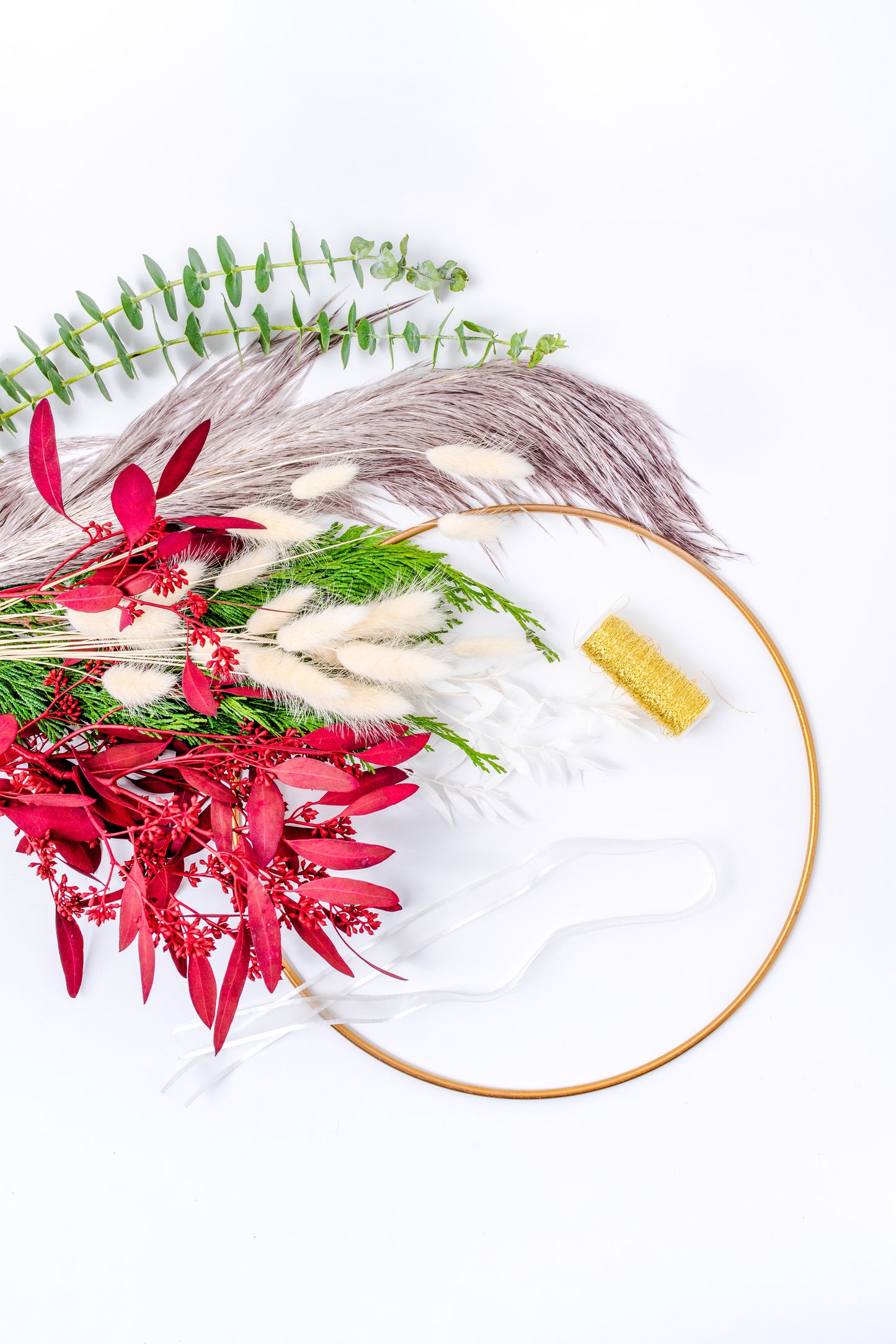 Winter Modern Half Hoop Wreath Kit