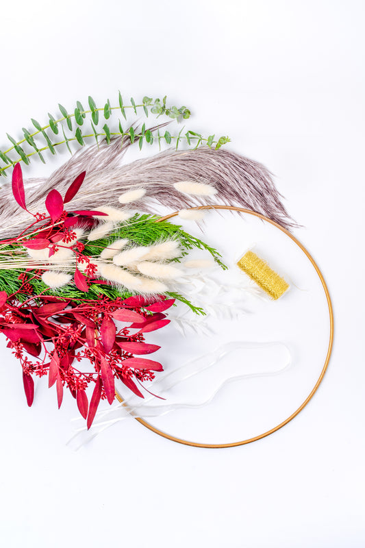 Winter Modern Half Hoop Wreath Kit